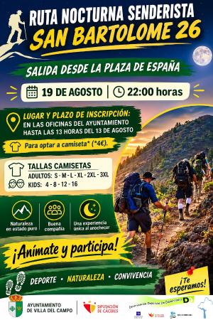 Imagen RUTA NOCTURNA SENDERISTA SAN BARTOLOME 2026