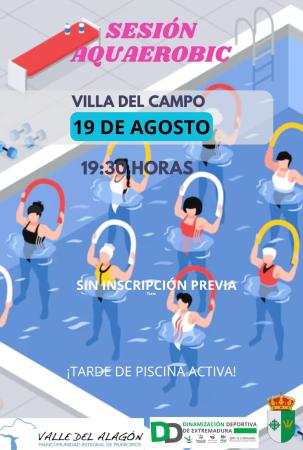 Imagen ¡Vecinos, a movernos en el agua! El Servicio de Dinamización Deportiva de la Mancomunidad Valle del Alagón os invita a una refrescante sesión de AQUAEROBIC.